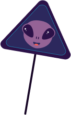 Illustration d'un panneau de circulation triangulaire avec une tête d'alien