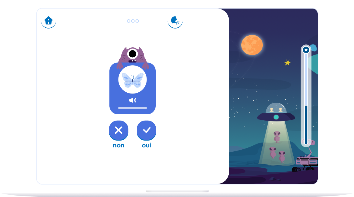 Illustration d'un exercice Lalilo pour élève sur ordinateur