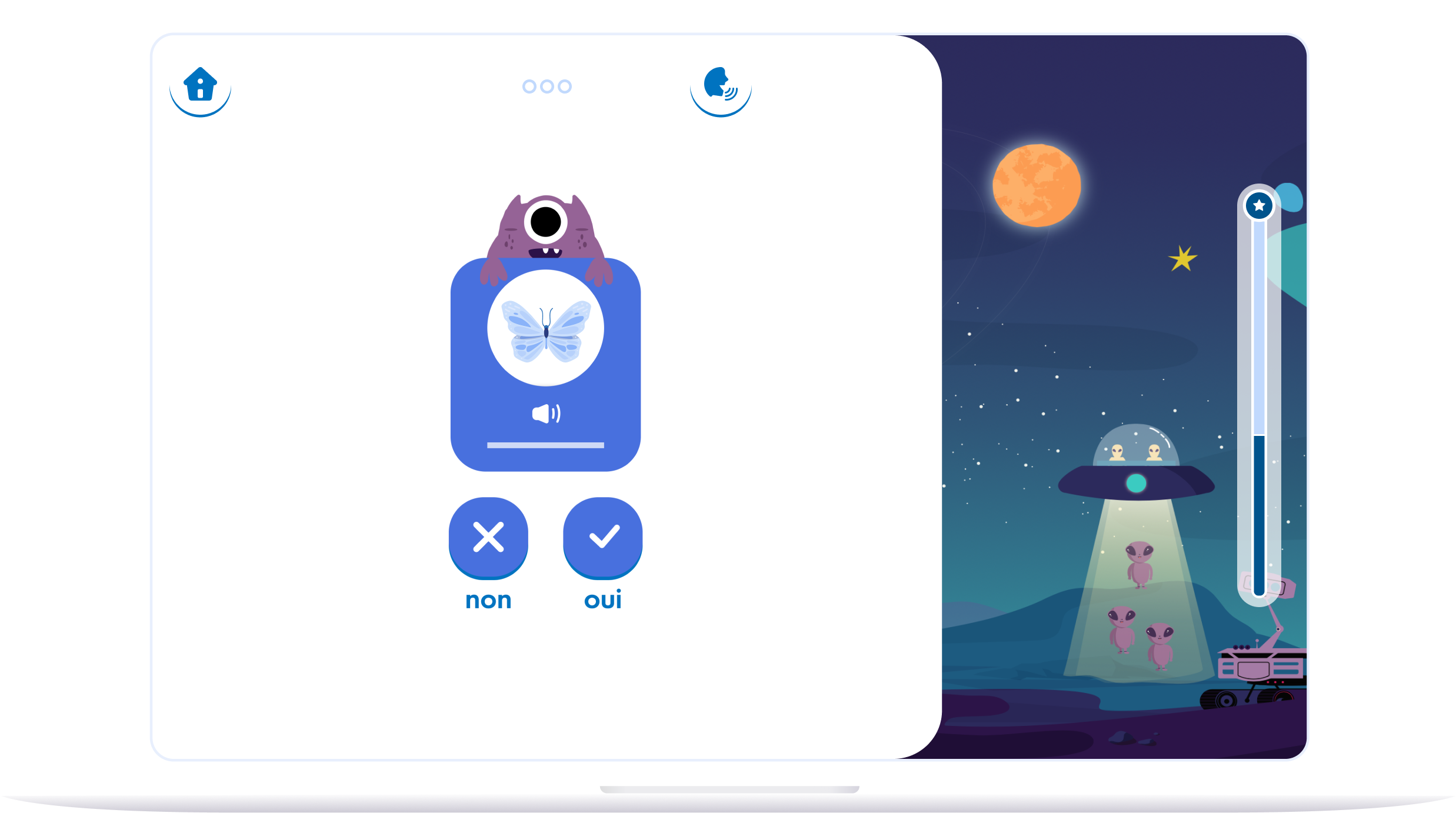 Illustration d'un exercice Lalilo pour élève sur ordinateur